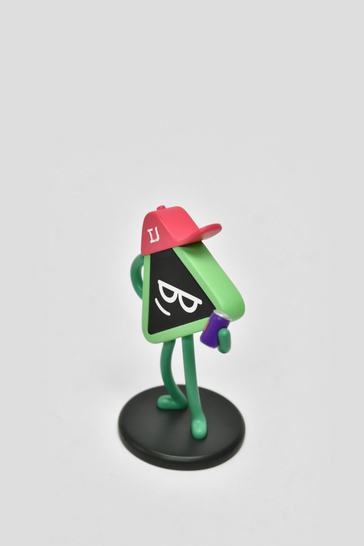 Runzo in a red IJ cap holding a purple can