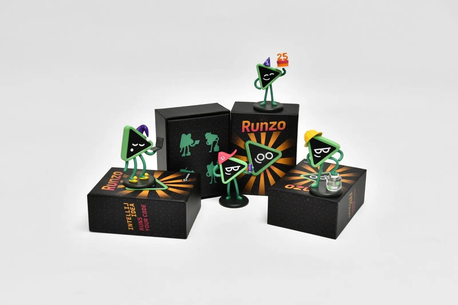The four figures standing on their boxes