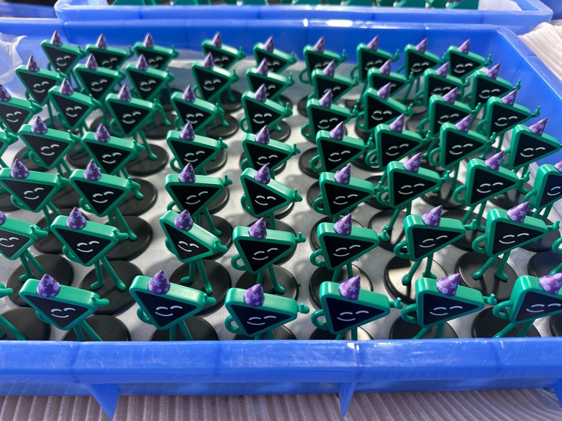 Trays of finished figures at the factory