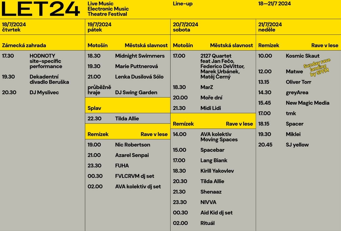 The LET24 line-up in yellow and grey, by day and by place