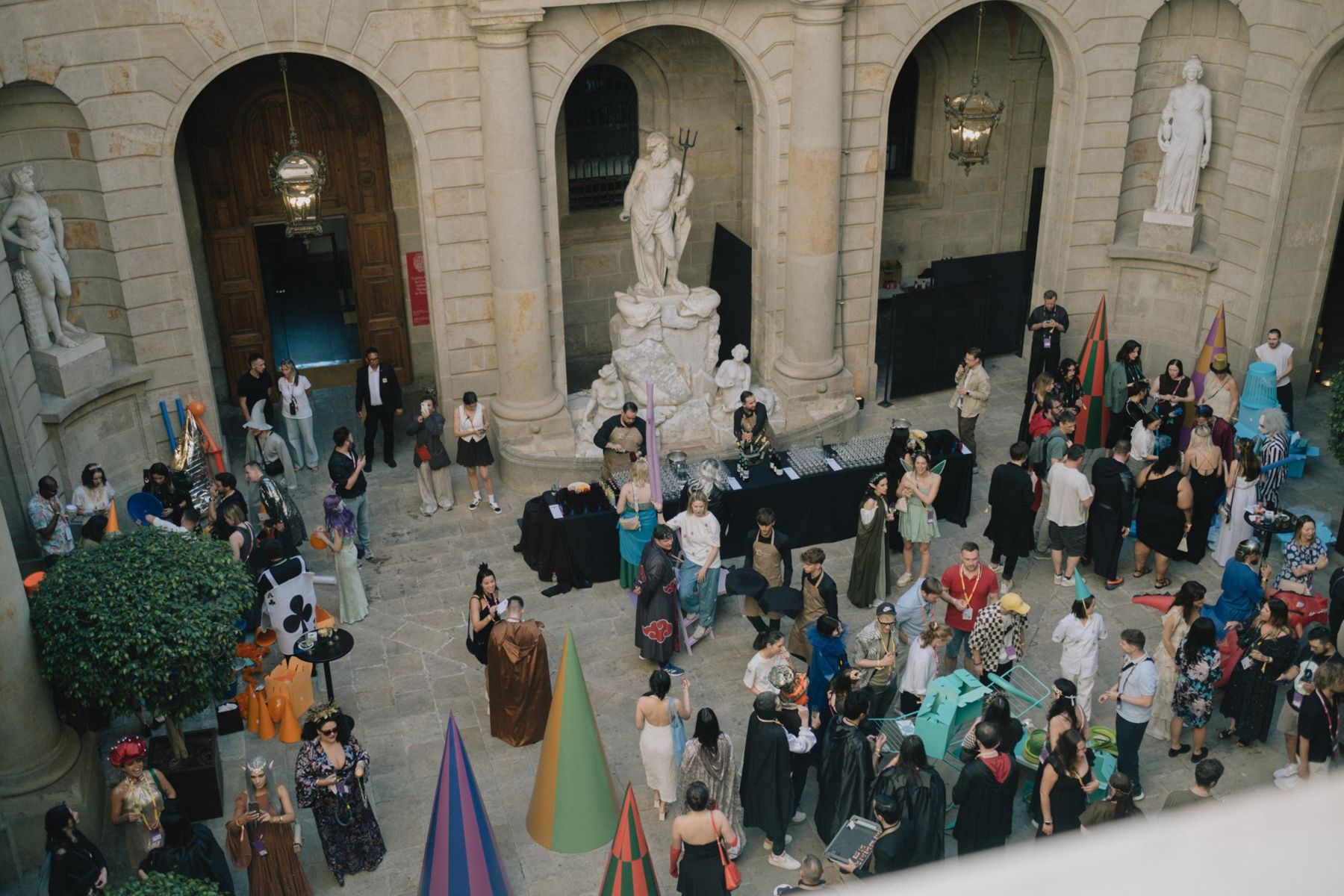 The courtyard from above during the build