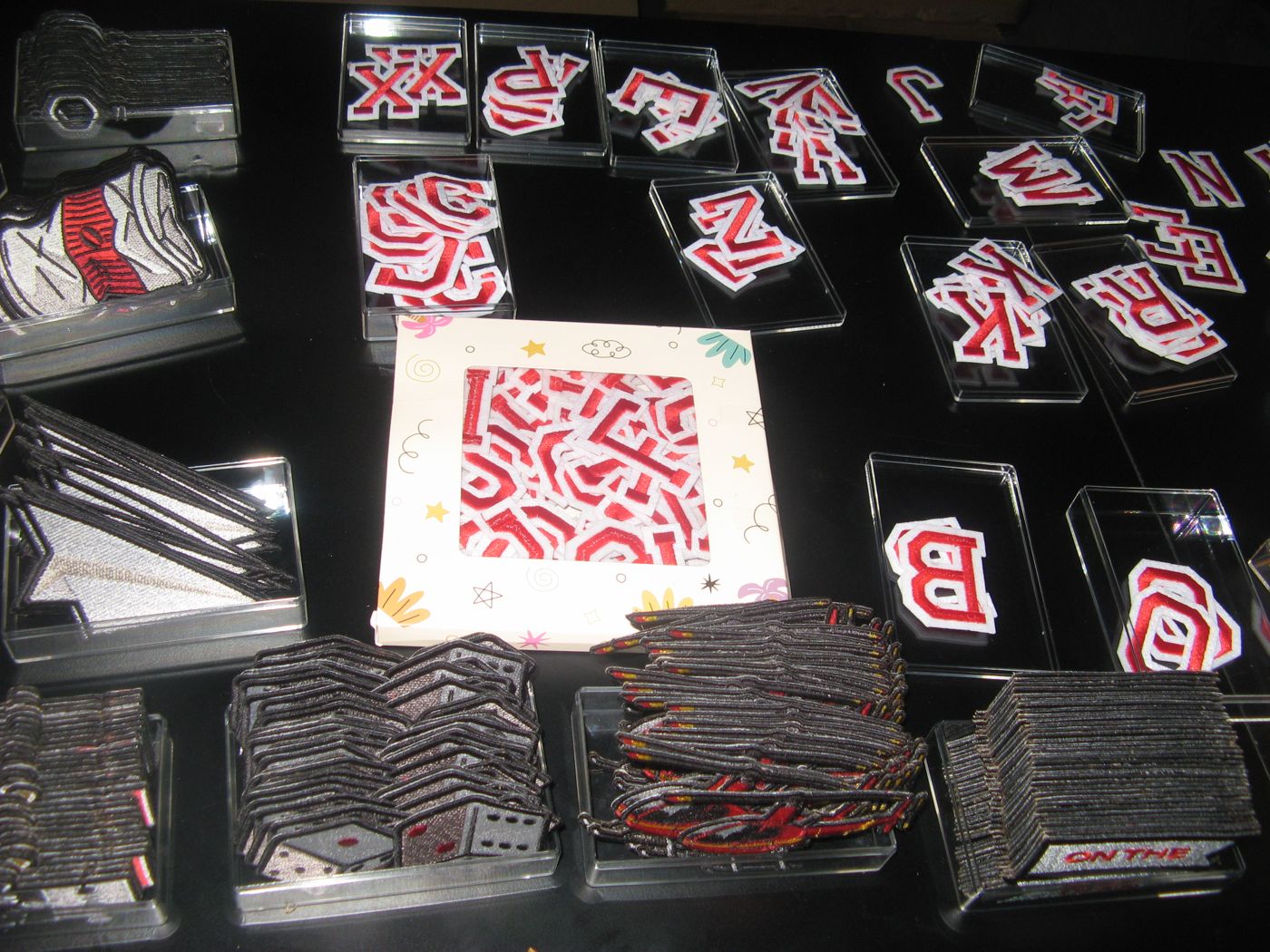 Varsity letters sorted in trays