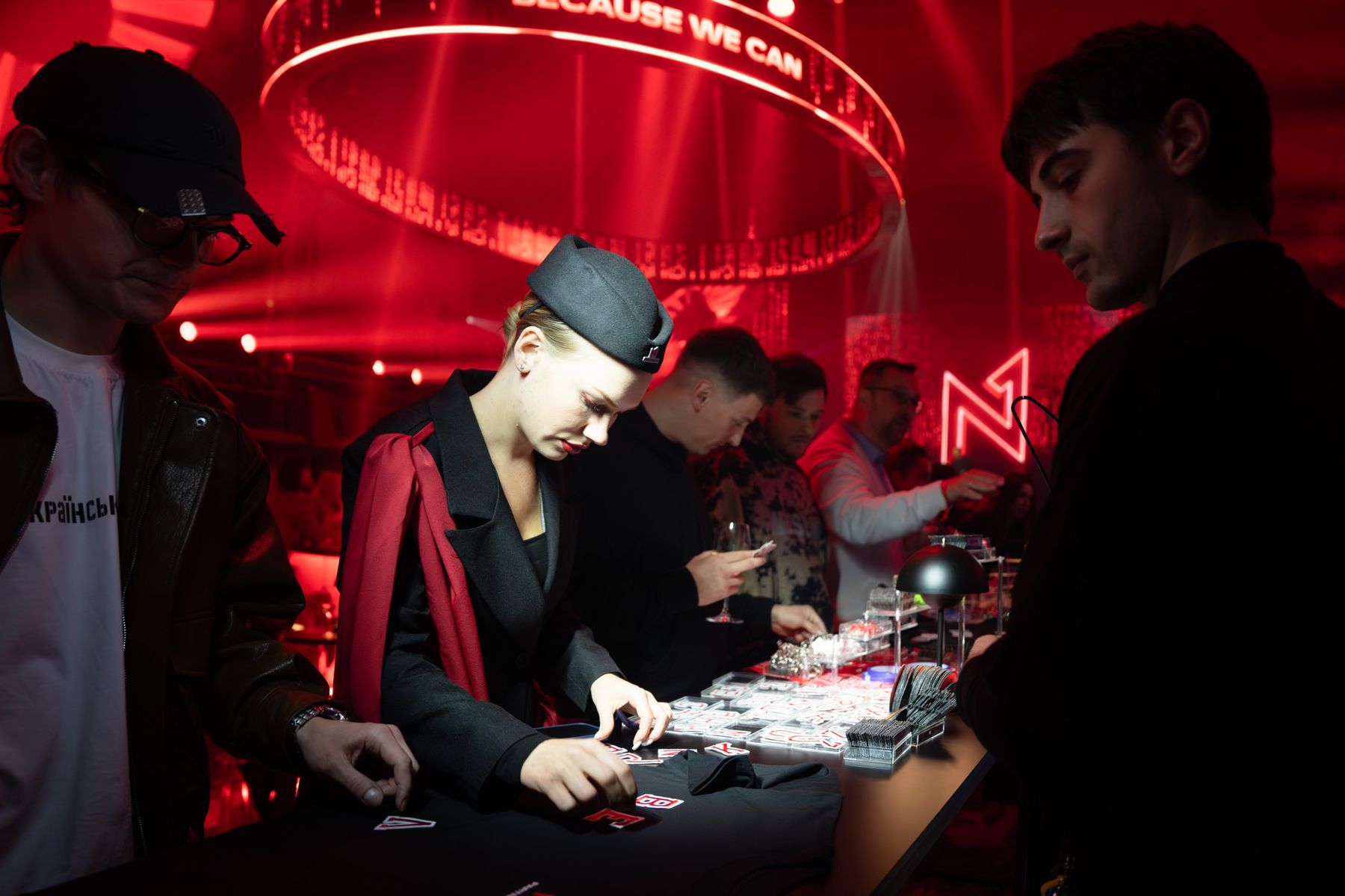 Guests working at the Patch Bar under the light ring